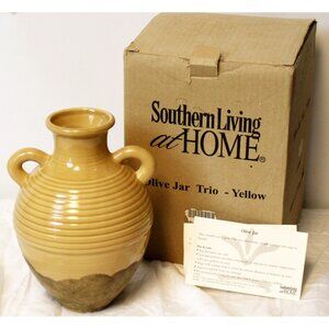 NEW SLAH Southern Living Olive Jar Trio Yellow Beige Pottery Tuscan Italy #41006